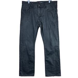 Vintage Projek Raw Mens Jeans Black Baggy Distressed Slim Fit Straight Leg 38x31